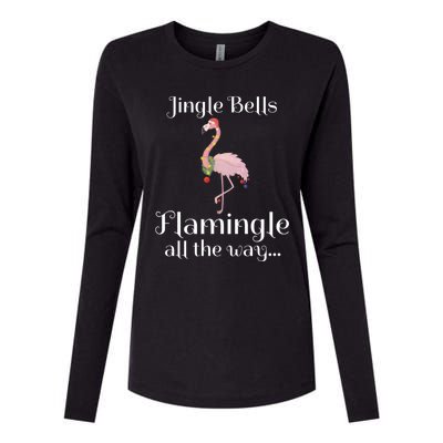 Jingle Bells Flamingle All The Way Flamingo Lovers Gift Cool Gift Womens Cotton Relaxed Long Sleeve T-Shirt