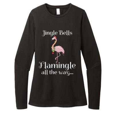 Jingle Bells Flamingle All The Way Flamingo Lovers Gift Cool Gift Womens CVC Long Sleeve Shirt