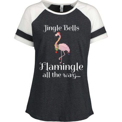 Jingle Bells Flamingle All The Way Flamingo Lovers Gift Cool Gift Enza Ladies Jersey Colorblock Tee