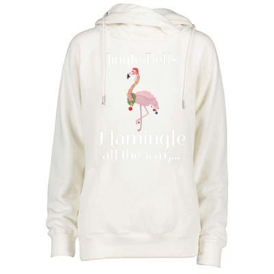 Jingle Bells Flamingle All The Way Flamingo Lovers Gift Cool Gift Womens Funnel Neck Pullover Hood