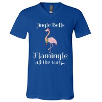 Jingle Bells Flamingle All The Way Flamingo Lovers Gift Cool Gift V-Neck T-Shirt