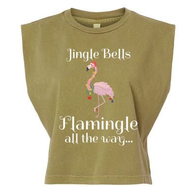 Jingle Bells Flamingle All The Way Flamingo Lovers Gift Cool Gift Garment-Dyed Women's Muscle Tee