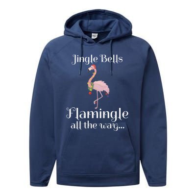 Jingle Bells Flamingle All The Way Flamingo Lovers Gift Cool Gift Performance Fleece Hoodie