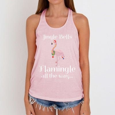 Jingle Bells Flamingle All The Way Flamingo Lovers Gift Cool Gift Women's Knotted Racerback Tank