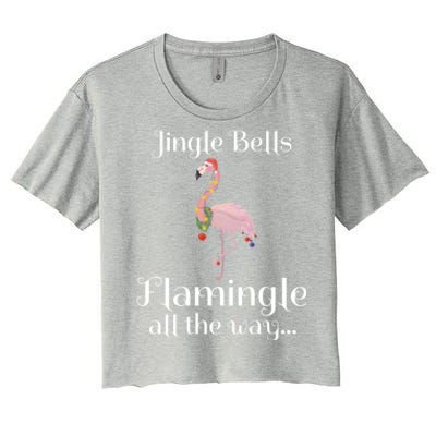 Jingle Bells Flamingle All The Way Flamingo Lovers Gift Cool Gift Women's Crop Top Tee