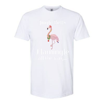 Jingle Bells Flamingle All The Way Flamingo Lovers Gift Cool Gift Softstyle CVC T-Shirt