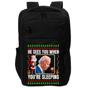 Joe Biden Funny Christmas He Sees You When You’Re Sleeping Impact Tech Backpack