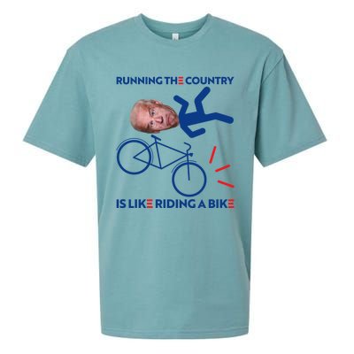 Joe Biden Falling Off Bike, Running The Country Is Like Riding A Bike Sueded Cloud Jersey T-Shirt