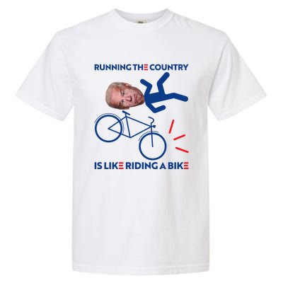 Joe Biden Falling Off Bike, Running The Country Is Like Riding A Bike Garment-Dyed Heavyweight T-Shirt