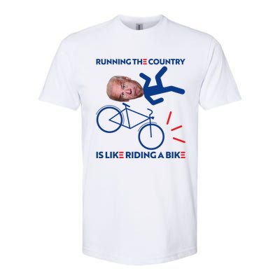 Joe Biden Falling Off Bike, Running The Country Is Like Riding A Bike Softstyle CVC T-Shirt