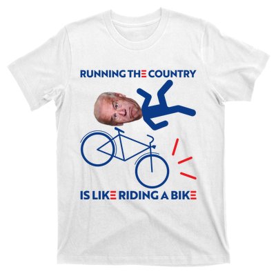 Joe Biden Falling Off Bike, Running The Country Is Like Riding A Bike T-Shirt