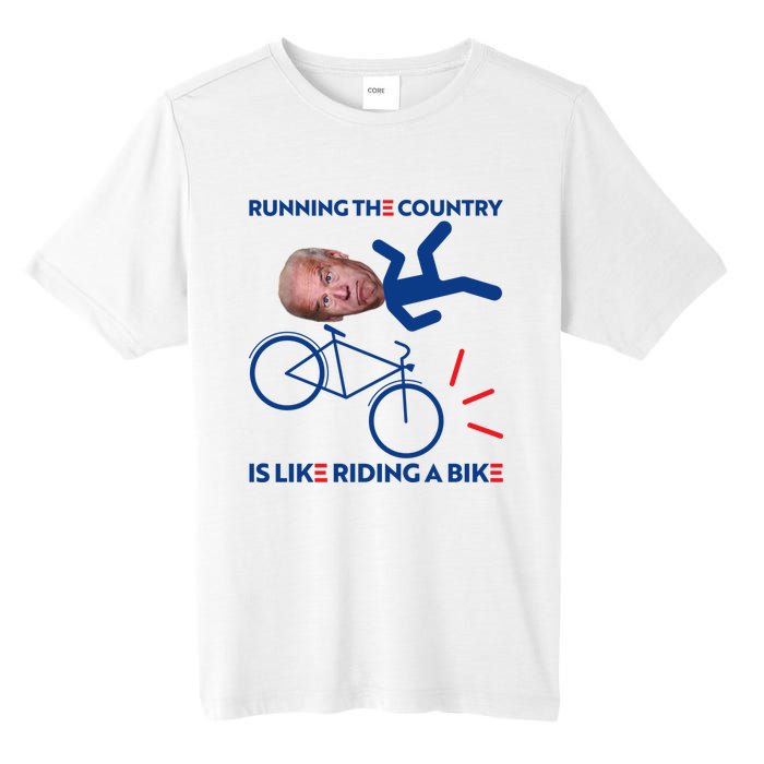 Joe Biden Falling Off Bike, Running The Country Is Like Riding A Bike Tall Fusion ChromaSoft Performance T-Shirt