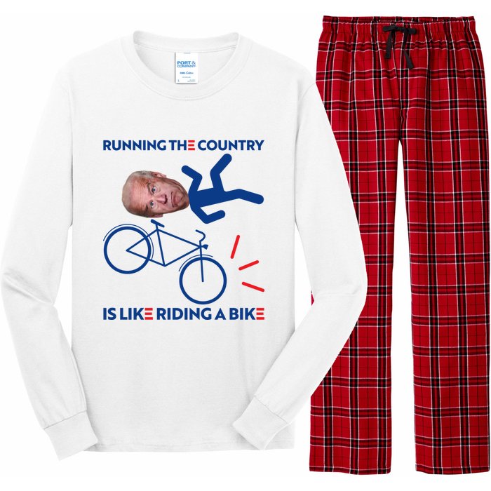 Joe Biden Falling Off Bike, Running The Country Is Like Riding A Bike Long Sleeve Pajama Set