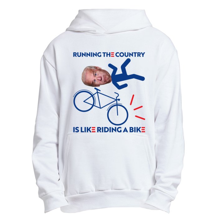 Joe Biden Falling Off Bike, Running The Country Is Like Riding A Bike Urban Pullover Hoodie