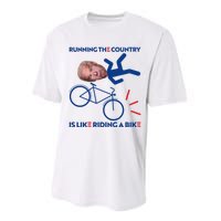 Joe Biden Falling Off Bike, Running The Country Is Like Riding A Bike Performance Sprint T-Shirt