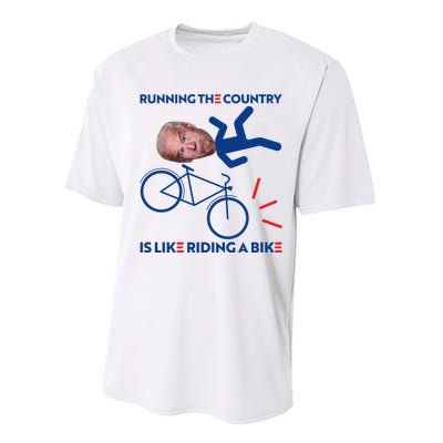 Joe Biden Falling Off Bike, Running The Country Is Like Riding A Bike Performance Sprint T-Shirt