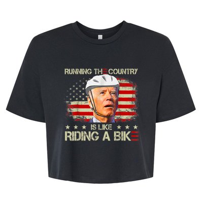 Joe Biden Falling Off Bike, Running The Country Is Like Riding A Bike Bella+Canvas Jersey Crop Tee