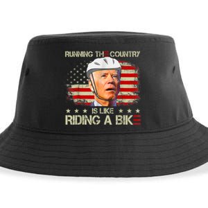 Joe Biden Falling Off Bike, Running The Country Is Like Riding A Bike Sustainable Bucket Hat