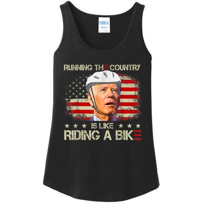 Joe Biden Falling Off Bike, Running The Country Is Like Riding A Bike Ladies Essential Tank