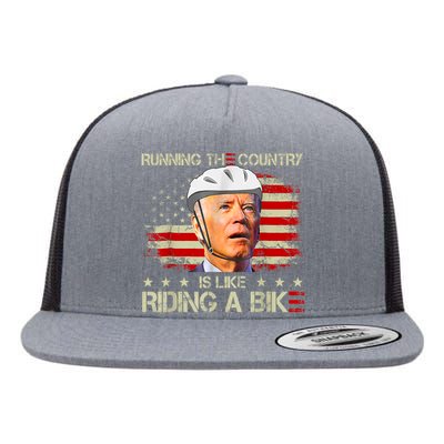 Joe Biden Falling Off Bike, Running The Country Is Like Riding A Bike Flat Bill Trucker Hat