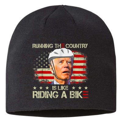 Joe Biden Falling Off Bike, Running The Country Is Like Riding A Bike Sustainable Beanie