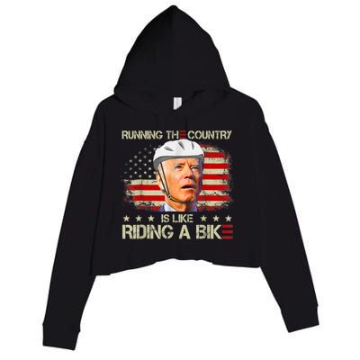 Joe Biden Falling Off Bike, Running The Country Is Like Riding A Bike Crop Fleece Hoodie