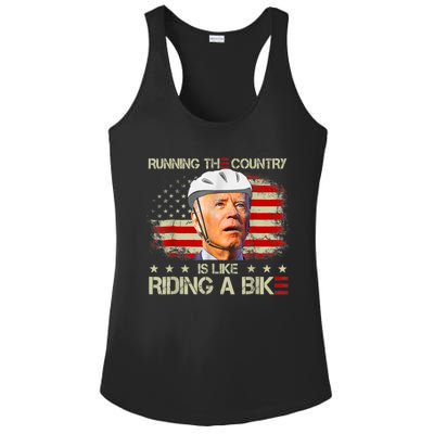 Joe Biden Falling Off Bike, Running The Country Is Like Riding A Bike Ladies PosiCharge Competitor Racerback Tank