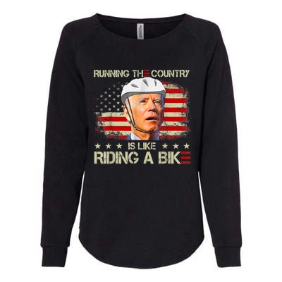 Joe Biden Falling Off Bike, Running The Country Is Like Riding A Bike Womens California Wash Sweatshirt