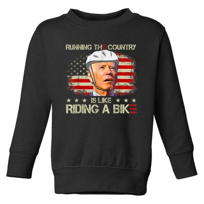 Joe Biden Falling Off Bike, Running The Country Is Like Riding A Bike Toddler Sweatshirt