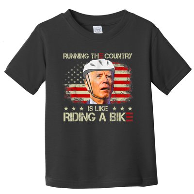 Joe Biden Falling Off Bike, Running The Country Is Like Riding A Bike Toddler T-Shirt