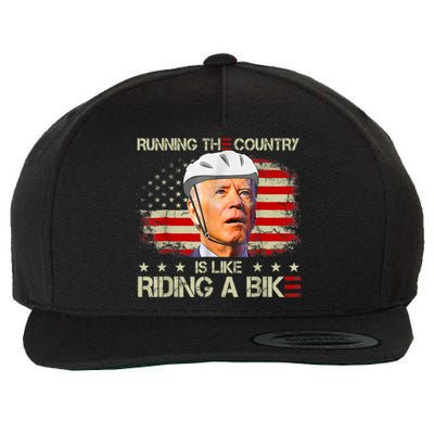 Joe Biden Falling Off Bike, Running The Country Is Like Riding A Bike Wool Snapback Cap