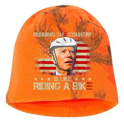 Joe Biden Falling Off Bike, Running The Country Is Like Riding A Bike Kati - Camo Knit Beanie