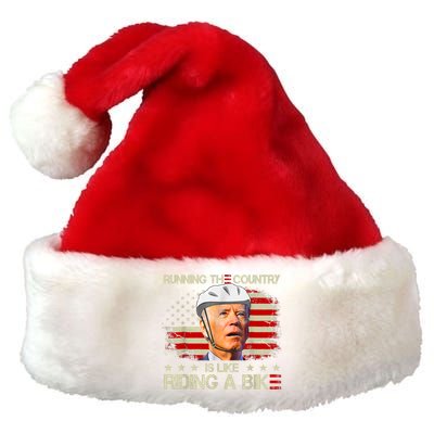 Joe Biden Falling Off Bike, Running The Country Is Like Riding A Bike Premium Christmas Santa Hat