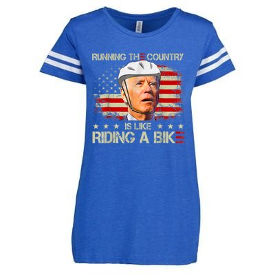 Joe Biden Falling Off Bike, Running The Country Is Like Riding A Bike Enza Ladies Jersey Football T-Shirt