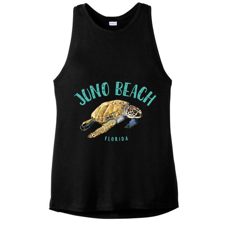 Juno Beach Florida Sea Turtle Design Ladies PosiCharge Tri-Blend Wicking Tank