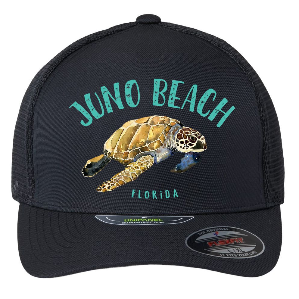 Juno Beach Florida Sea Turtle Design Flexfit Unipanel Trucker Cap