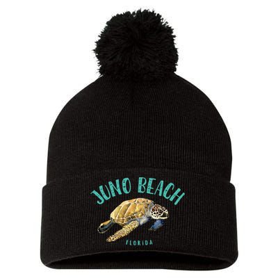 Juno Beach Florida Sea Turtle Design Pom Pom 12in Knit Beanie