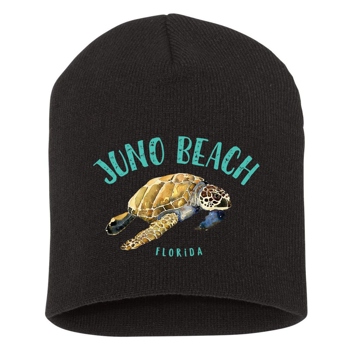 Juno Beach Florida Sea Turtle Design Short Acrylic Beanie