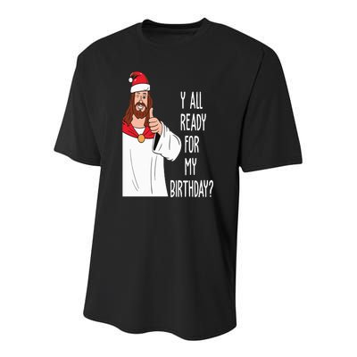 Jesus Birthday Funny Christmas Youth Performance Sprint T-Shirt