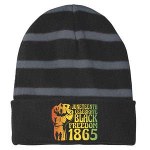 Juneteenth Black Freedom Day 1865 Striped Beanie with Solid Band