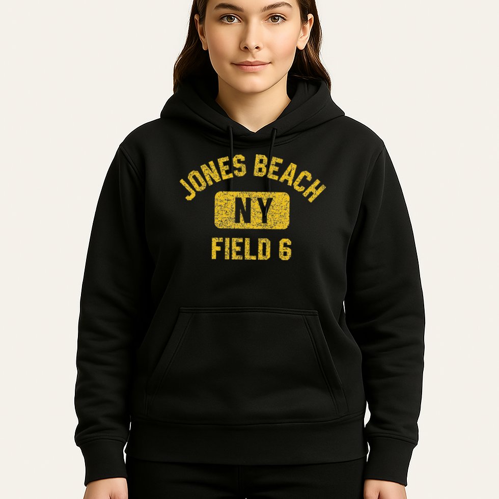 Jones Beach Field 6 Ny Gym Style Distressed Amber Print Hoodie