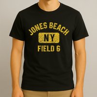 Jones Beach Field 6 Ny Gym Style Distressed Amber Print T-Shirt