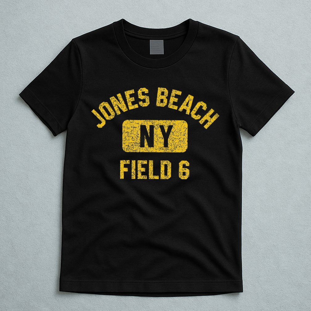 Jones Beach Field 6 Ny Gym Style Distressed Amber Print T-Shirt