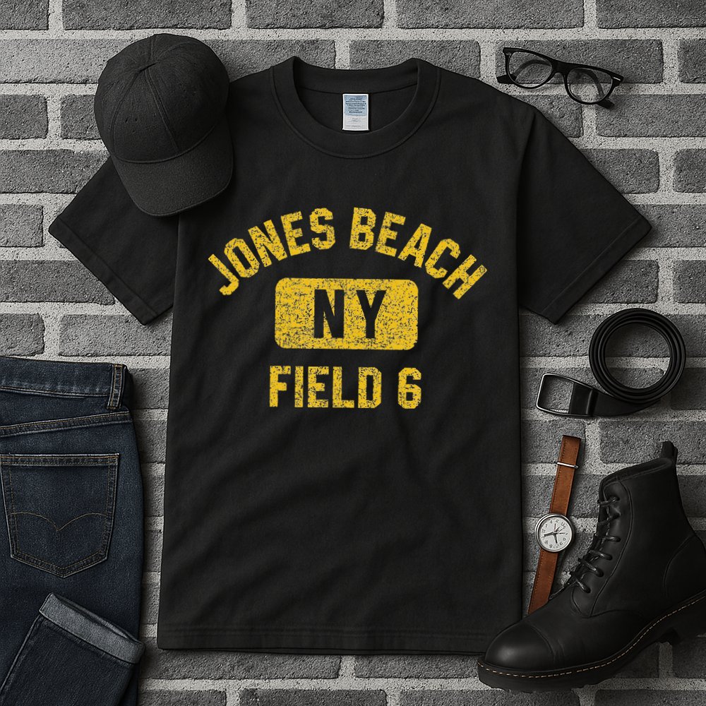 Jones Beach Field 6 Ny Gym Style Distressed Amber Print Tall T-Shirt
