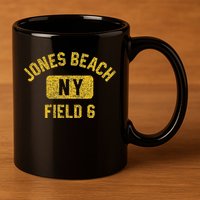 Jones Beach Field 6 Ny Gym Style Distressed Amber Print 11oz C Handle Ceramic Mug