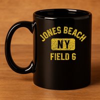 Jones Beach Field 6 Ny Gym Style Distressed Amber Print 11oz C Handle Ceramic Mug