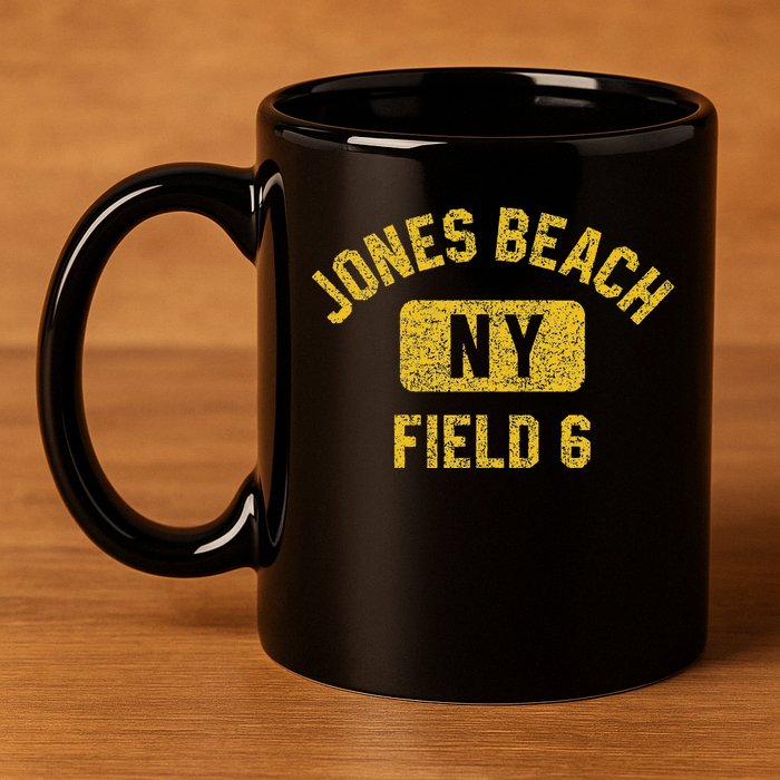 Jones Beach Field 6 Ny Gym Style Distressed Amber Print 11oz C Handle Ceramic Mug
