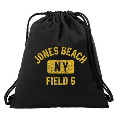 Jones Beach Field 6 Ny Gym Style Distressed Amber Print Drawstring Bag