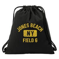 Jones Beach Field 6 Ny Gym Style Distressed Amber Print Drawstring Bag