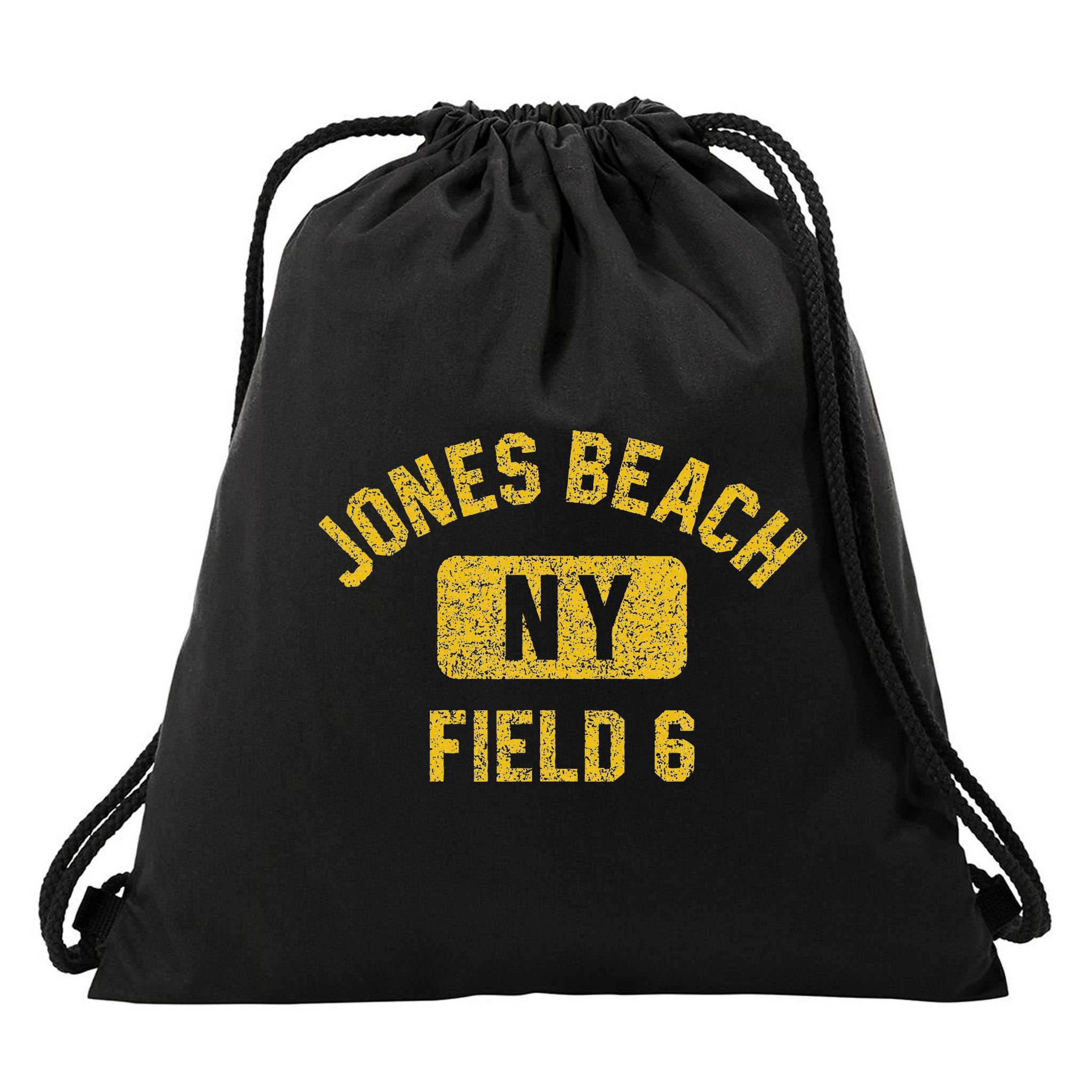 Jones Beach Field 6 Ny Gym Style Distressed Amber Print Drawstring Bag